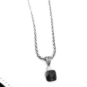 Blacks stone with diamonds necklace